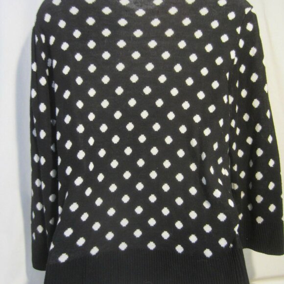 RED cardigan sweater Black white polka dots ruffle Woman Petite M - Picture 4 of 6